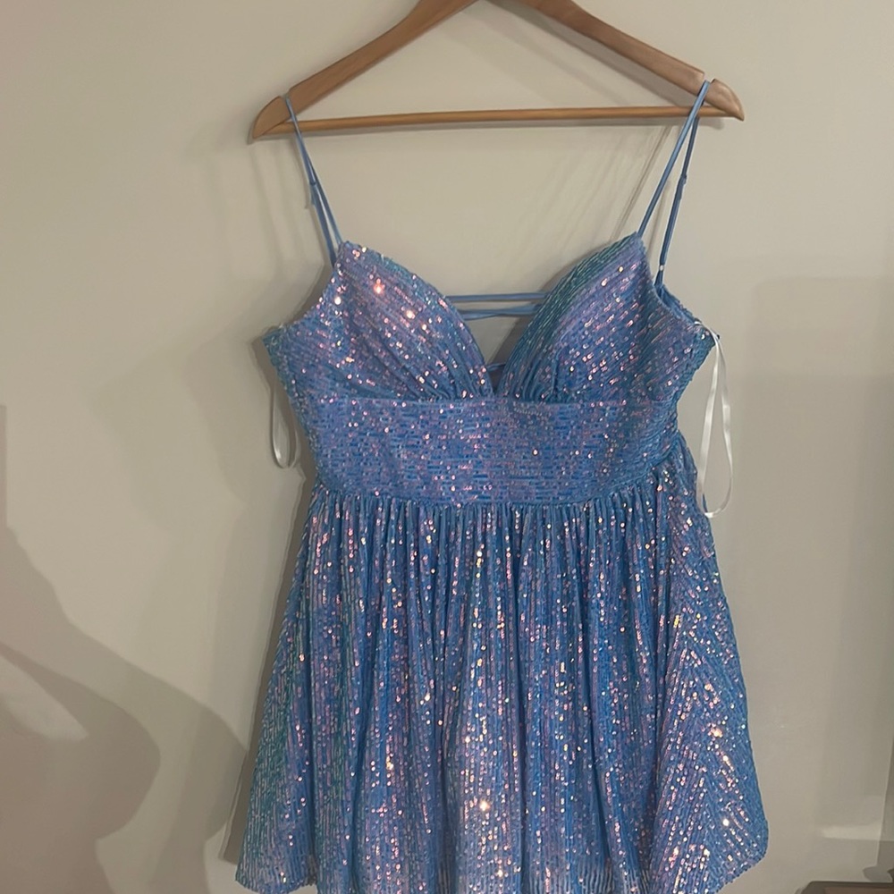 Juniors B. Darlin Sparkly blue dress
